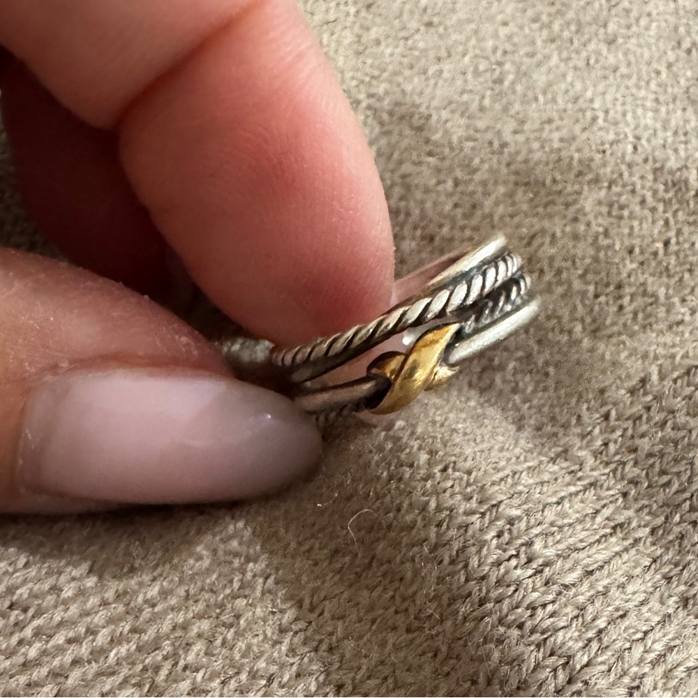 David Yurman Silver and Gold Twisted Ring